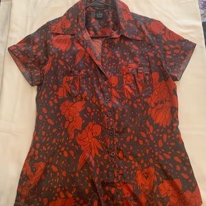 BCBG blouse, Color; Red & Grey